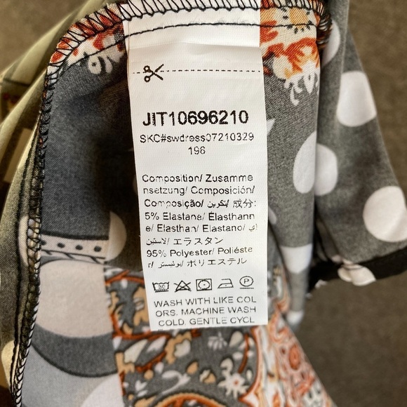 Boho Patchwork Resort Style Dress Mixed Print Polka Dot & Geometric Dress - Picture 5 of 5